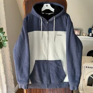Volcom Men's Hoodie Sweatshirt Blue Grey XL Sherpa line full zip